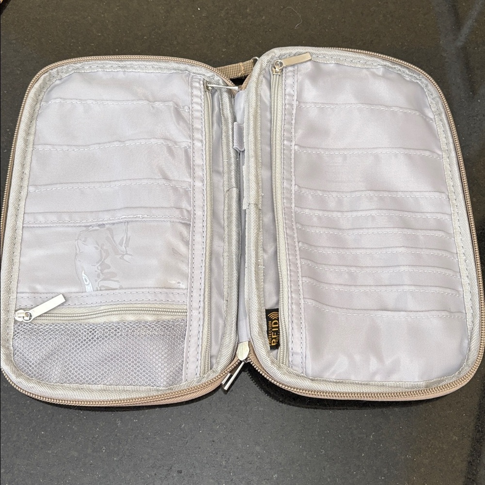 Heathered Tan Coated Wristlet Pouch for Travel Storage Organization RFID - Picture 6 of 8